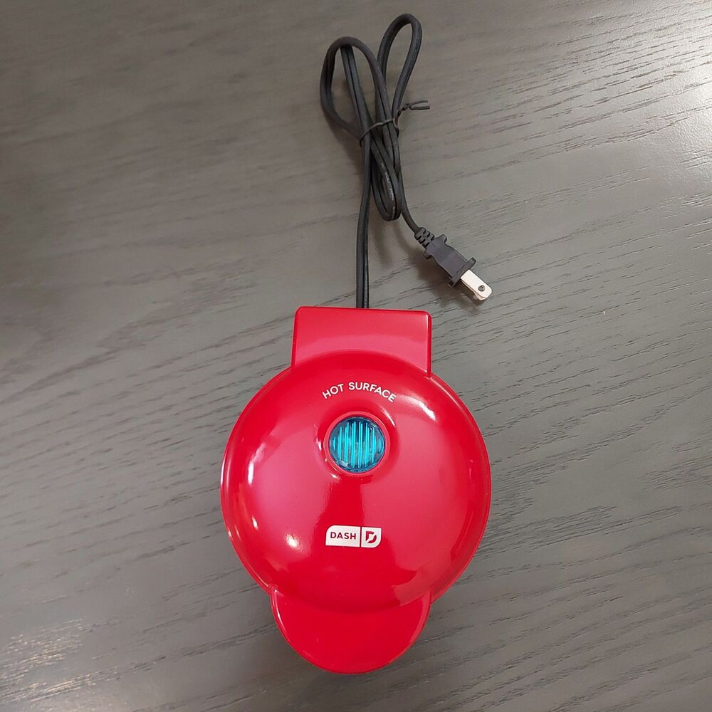 DASH Mini Maker for Individual Waffles Hash Browns Non-Stick 4 in Red
